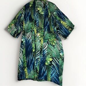 Lulla Collection by Bindya Beach Cover Up Open Front Tropical Pool Robe Size L
